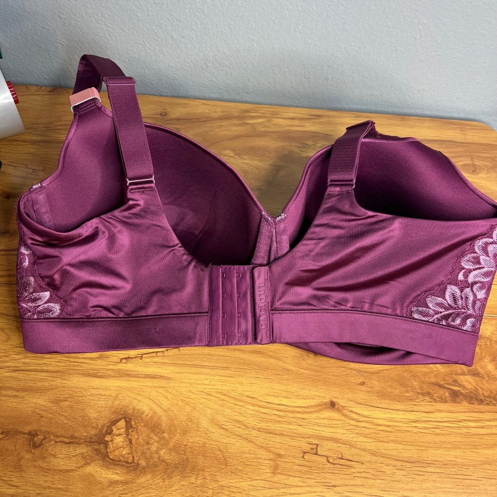 Cacique Lightly Lined Balconette Bra Sz 40G Satin Lace Trim Underwire Plum NEW - Picture 8 of 10